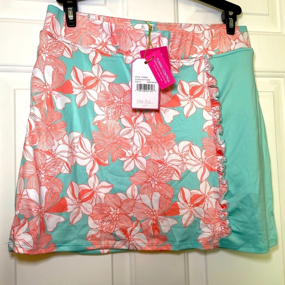 Stella Parker Ruffle Skort XL Floral Mint NEW Golf Tennis UPF Tummy …